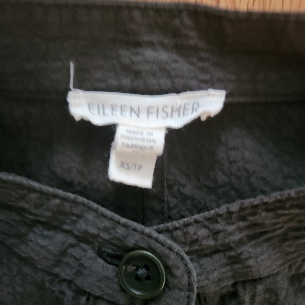 Eileen Fisher Organic Cotton Pucker Mandarin Collar Jacket in Seaweed XS/P - Picture 11 of 11